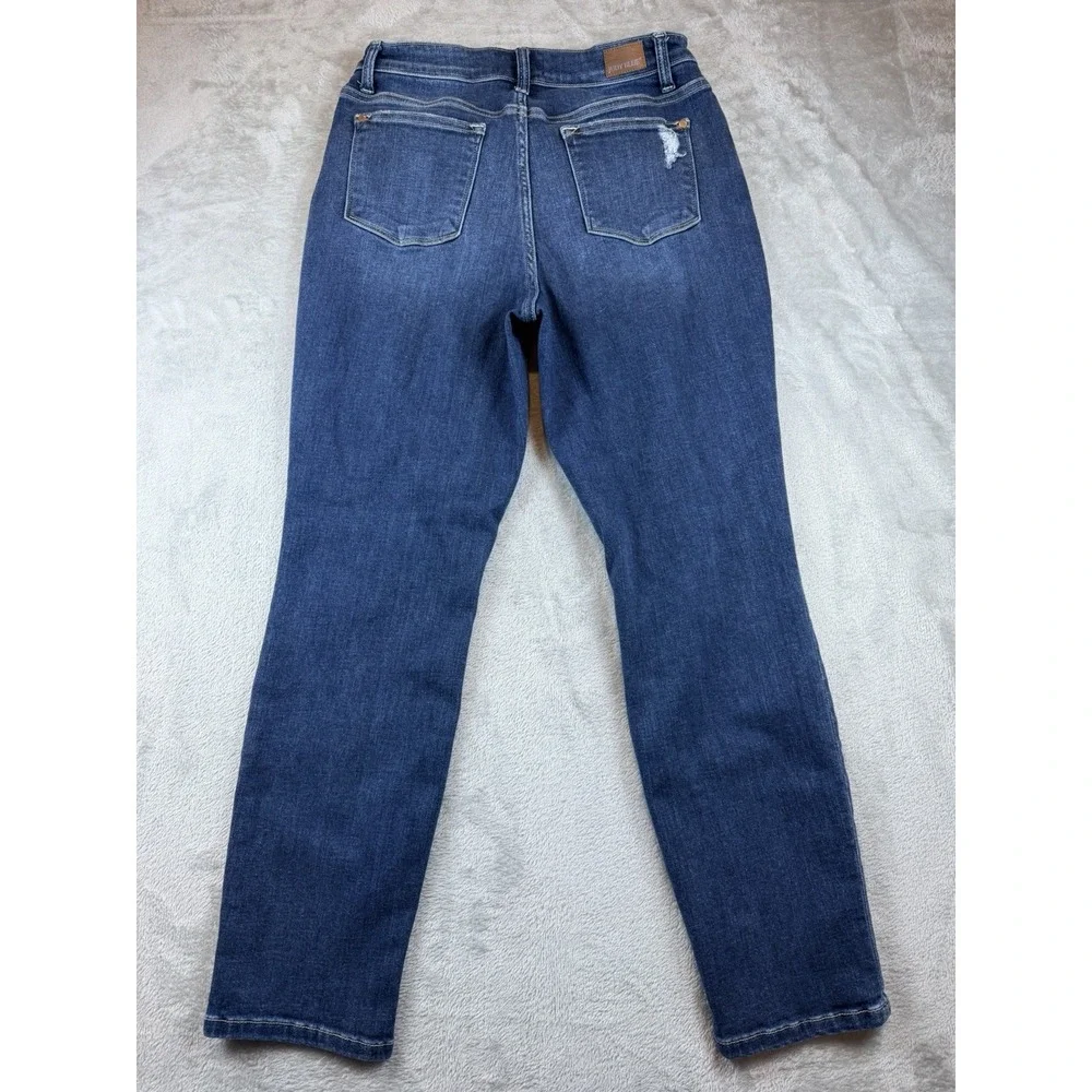 Judy Blue Jeans Women's Boyfriend Fit Size 9 / 29 Blue Dark Wash‎ Distressed